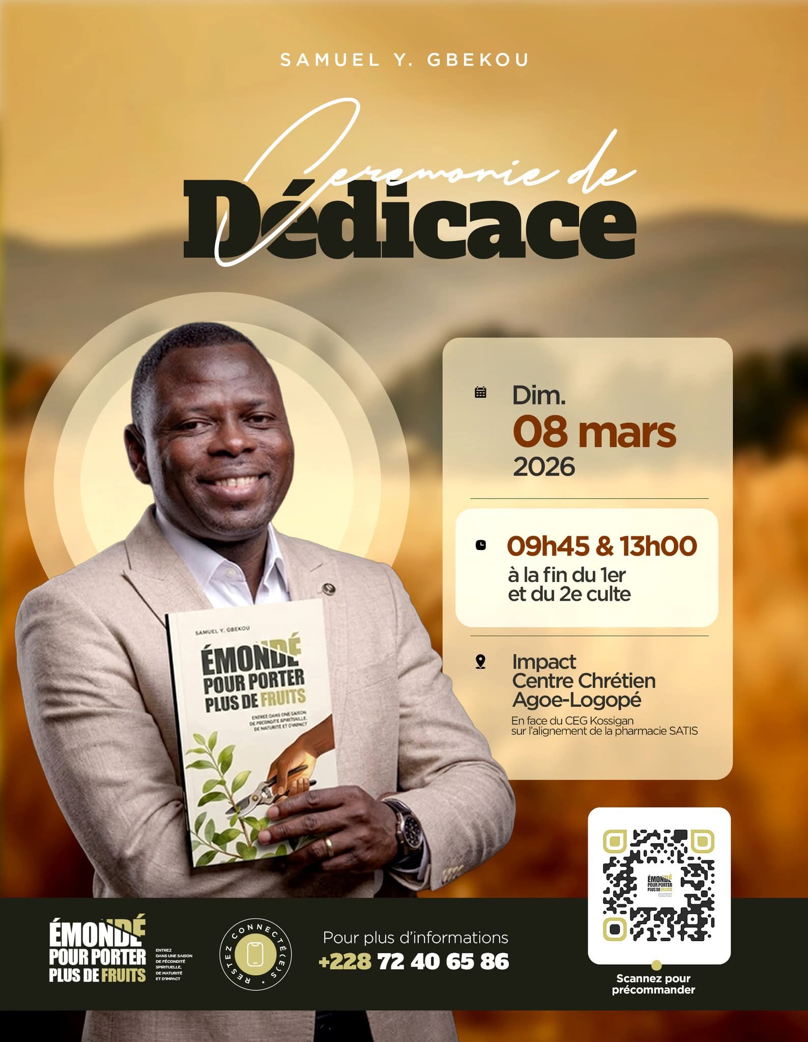 Cérémonie de Dédicace du livre — Émondé pour porter plus de fruits